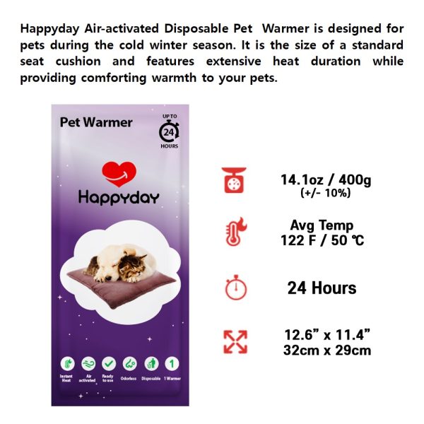 Happyday Pet Warmer 24-hour (not electric) Longlasting Air Activated Heat Pack (5-pack) - Image 3