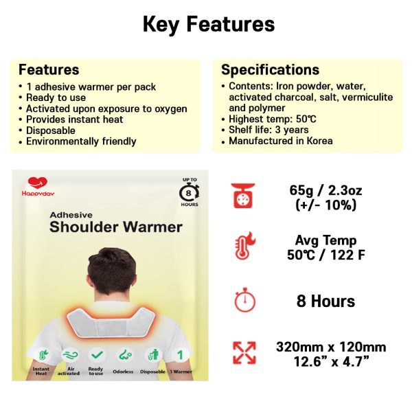 Happyday Adhesive Shoulder Warmer 8-hour Longlasting Air Activated Heat Pack (30-pack) - Image 2